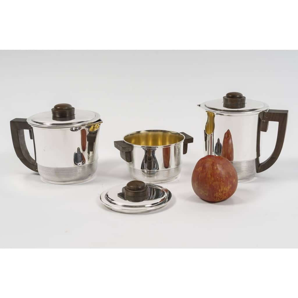 Fouquet Lapar – Service thé café 3 pièces argent massif ART DECO | Biron 