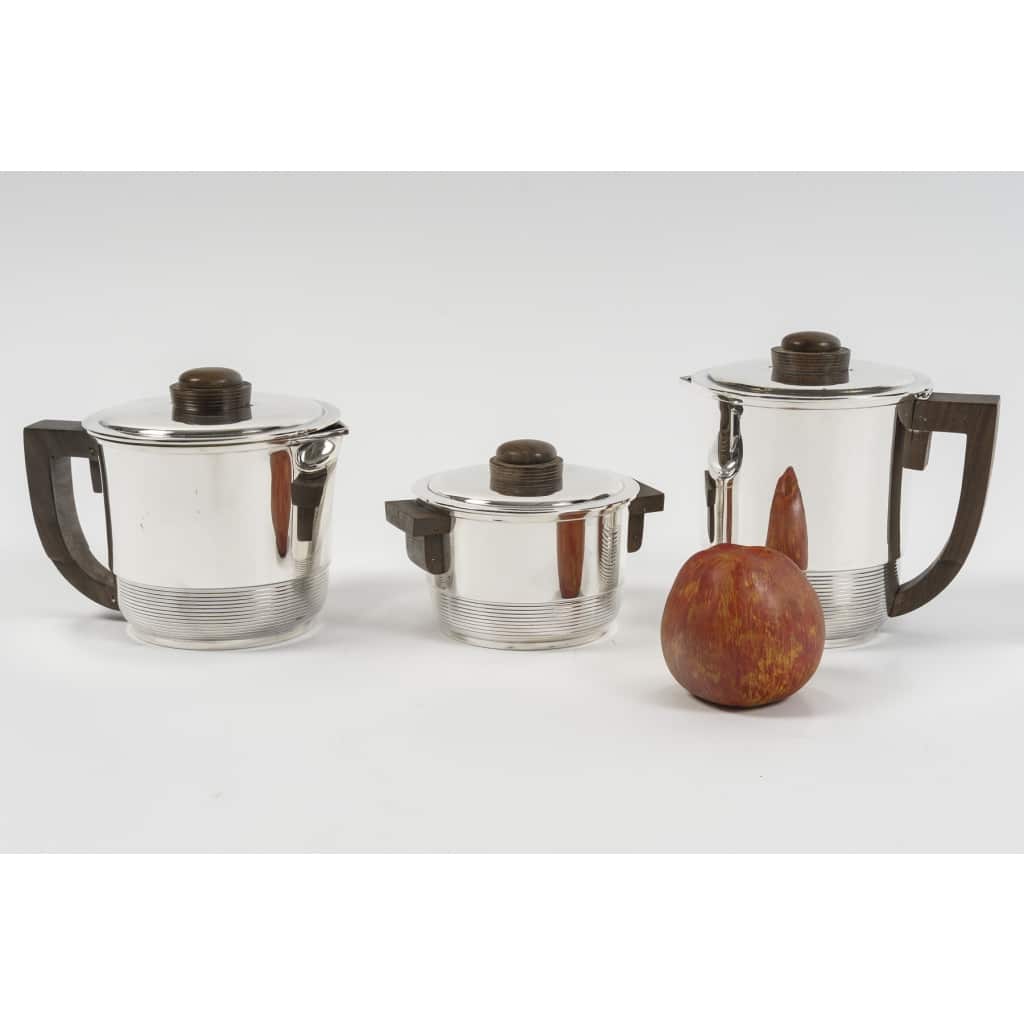 Fouquet Lapar – Service thé café 3 pièces argent massif ART DECO | Biron 