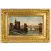 Gustave Mascart (1834-1914) Promenade bucolique au pied de la Tour à Poudre de Bruges huile sur bois vers 1900 | Biron 