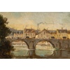 Gustave Mascart (1834-1914) Promenade bucolique au pied de la Tour à Poudre de Bruges huile sur bois vers 1900 | Biron 