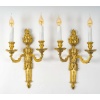 Paire d’Appliques en Bronze Ciselé et Doré à Deux Bras de Lumières d’Époque Louis XVI vers 1780 | Biron 