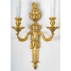 Paire d’Appliques en Bronze Ciselé et Doré à Deux Bras de Lumières d’Époque Louis XVI vers 1780 | Biron 
