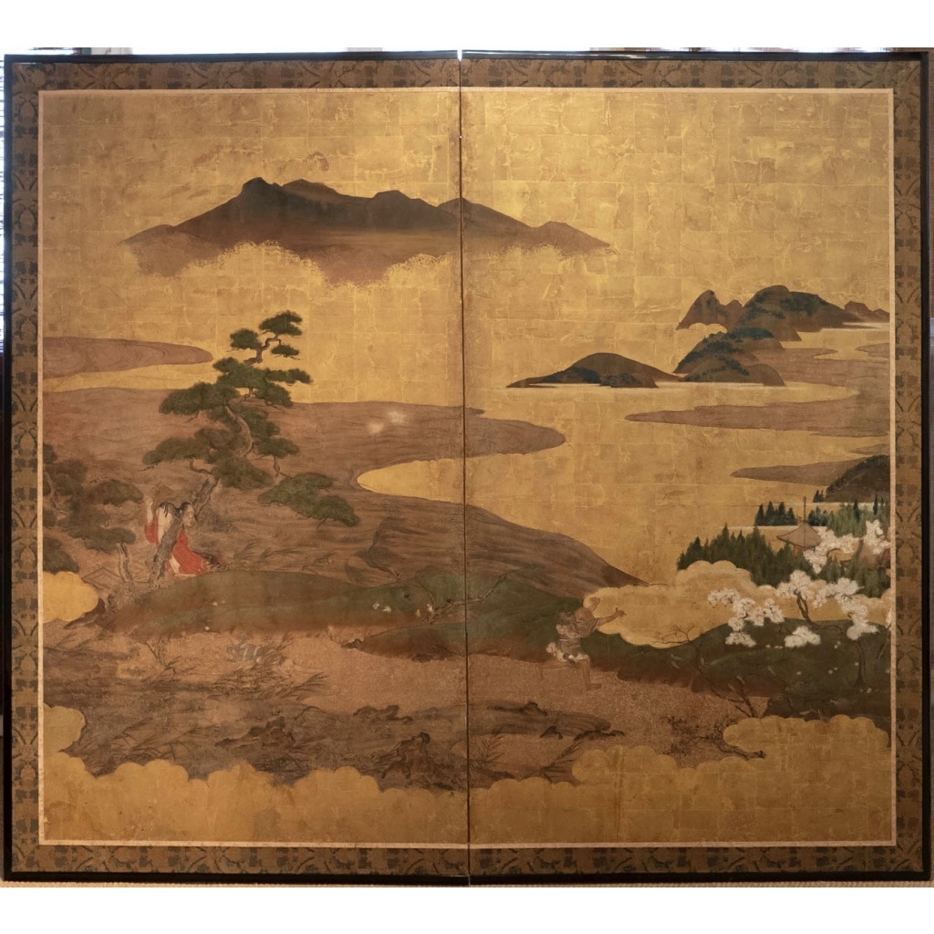 Paravent japonais à 2 panneaux époque Edo 17/18ème siècle | Biron 