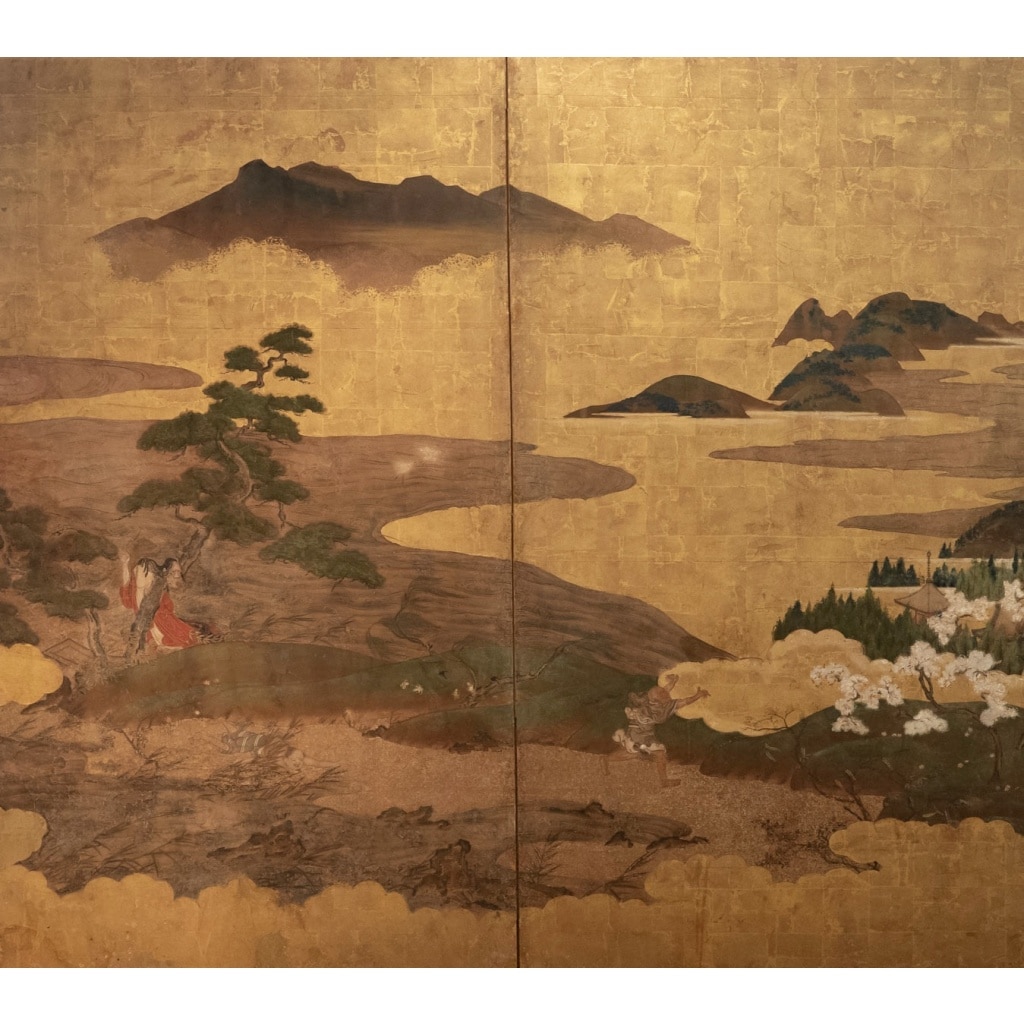Paravent japonais à 2 panneaux époque Edo 17/18ème siècle | Biron 