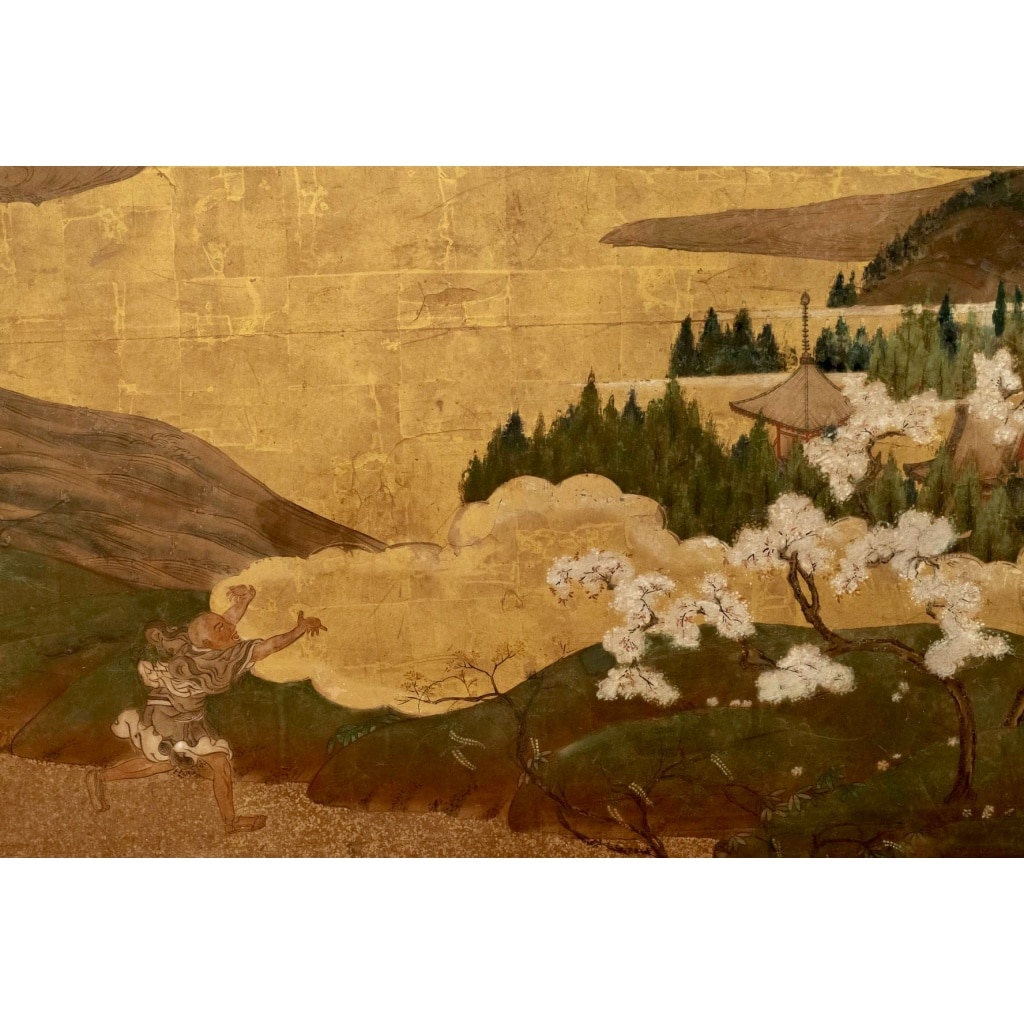 Paravent japonais à 2 panneaux époque Edo 17/18ème siècle | Biron 