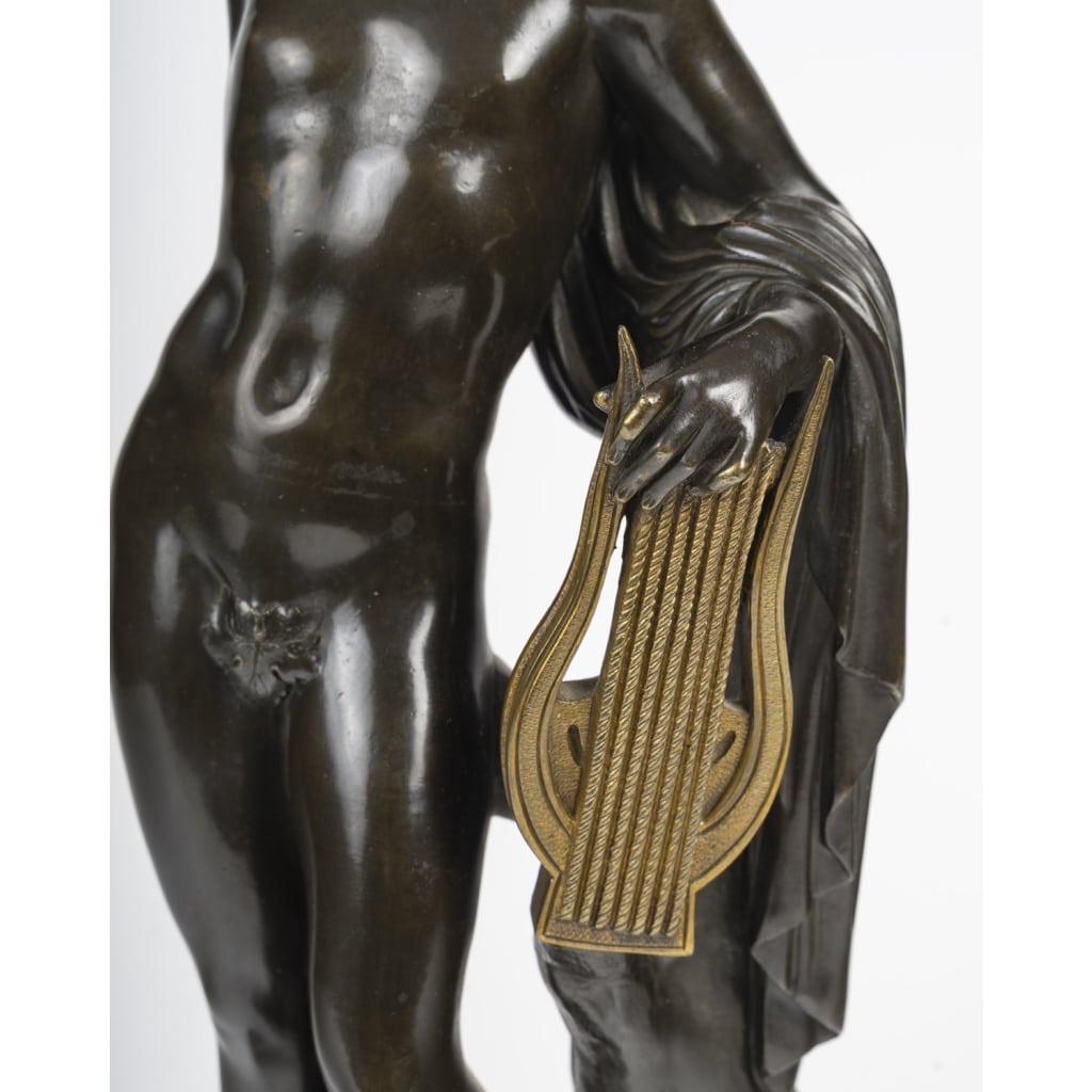 Bronze représentant Apollon accoudé à un arbre, 19 ème siècle. | Biron 