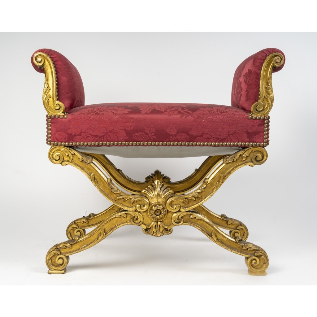 Tabouret curule avec accotoirs Napoléon III | Biron 