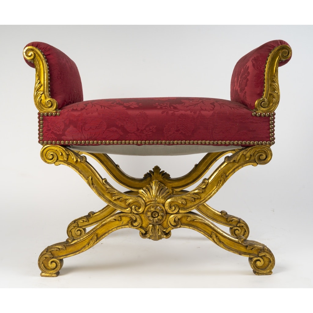 Tabouret curule avec accotoirs Napoléon III | Biron 