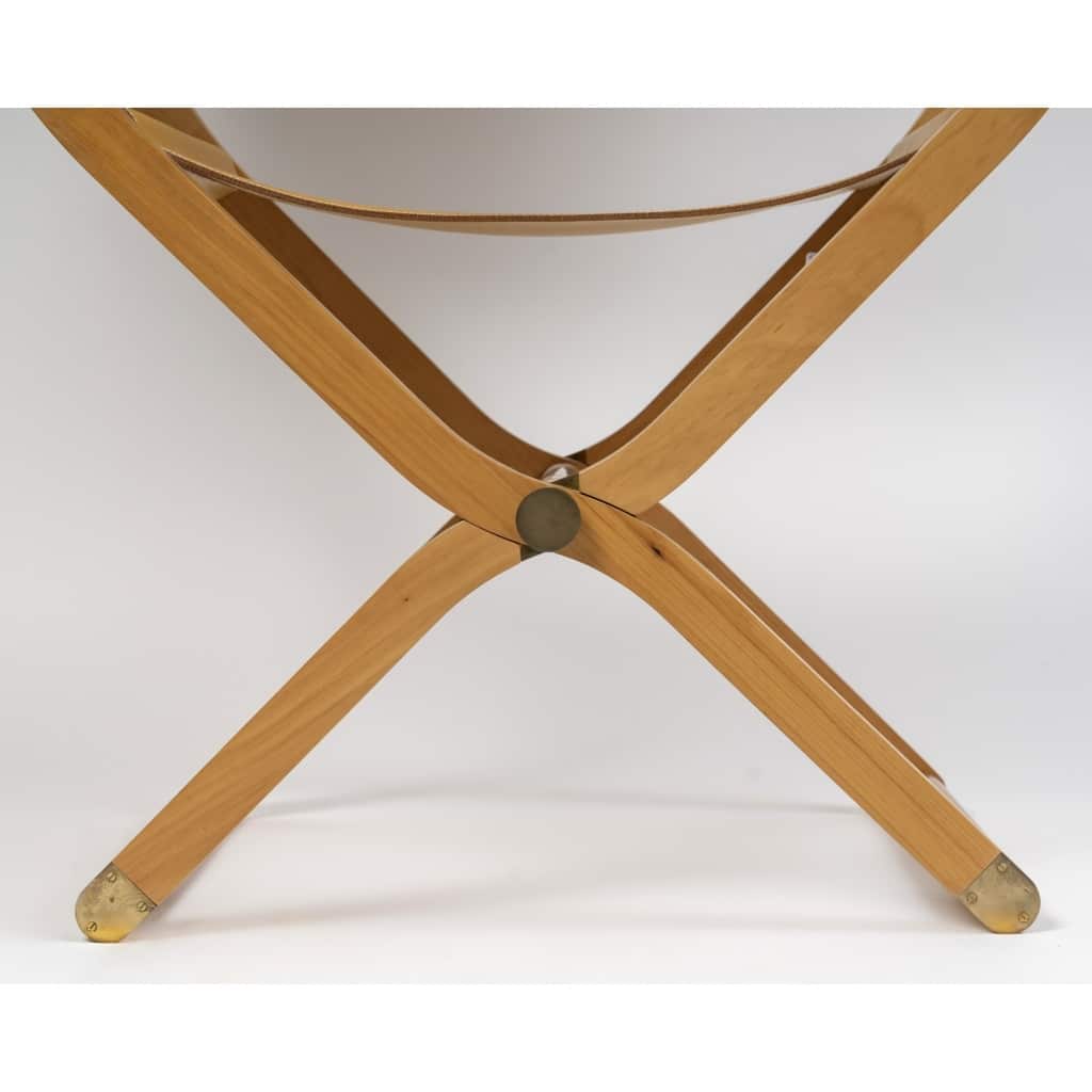 Fauteuil Et Tabouret Pliants « Pippa » Cuir Et Bois de HERMES | Biron 