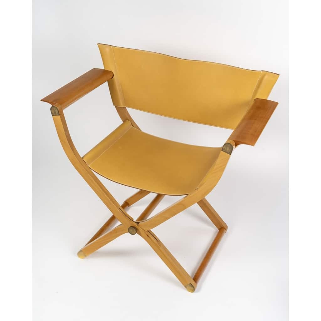 Fauteuil Et Tabouret Pliants « Pippa » Cuir Et Bois de HERMES | Biron 
