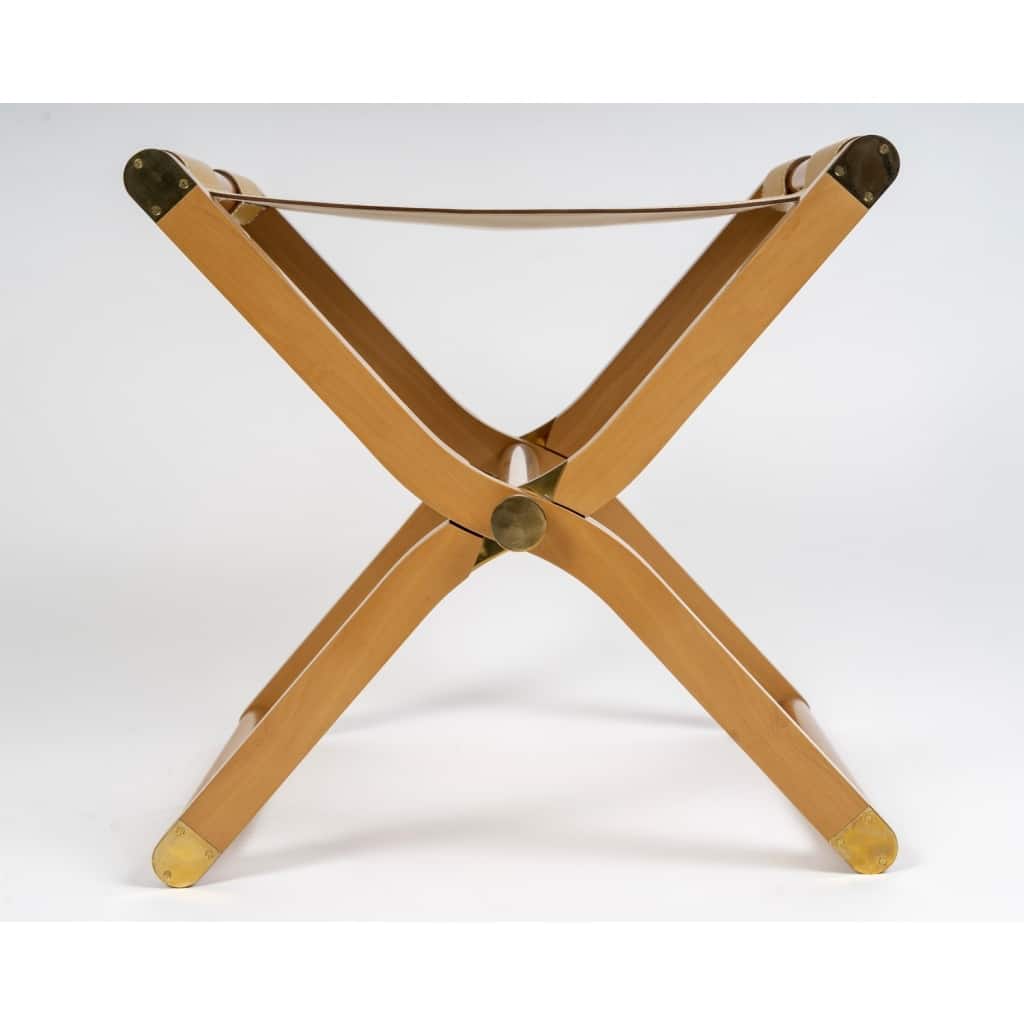 Fauteuil Et Tabouret Pliants « Pippa » Cuir Et Bois de HERMES | Biron 
