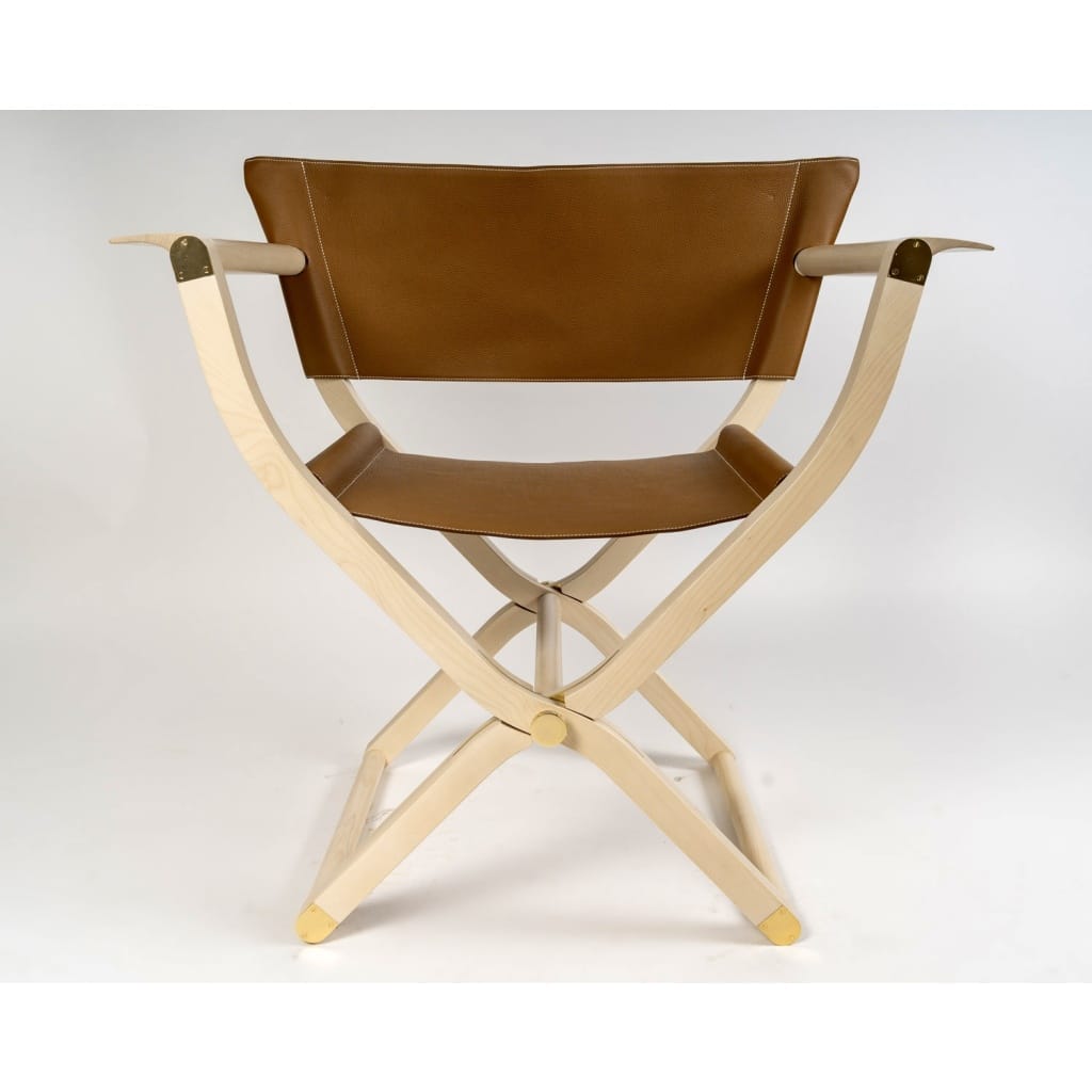Fauteuil Pliant « Pippa » Cuir Et Bois de HERMES | Biron 