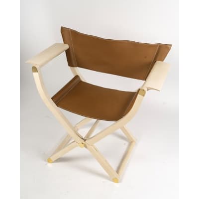 Fauteuil Pliant "Pippa" Cuir Et Bois de HERMES
