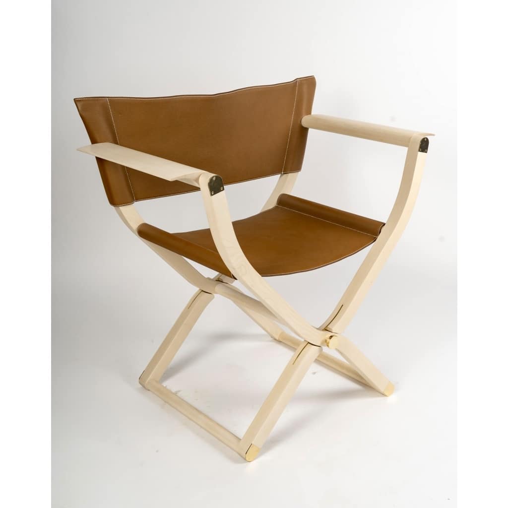 Fauteuil Pliant « Pippa » Cuir Et Bois de HERMES | Biron 
