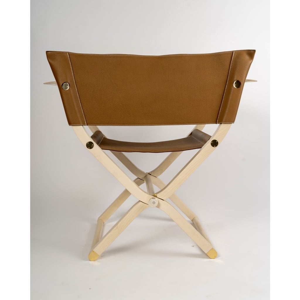 Fauteuil Pliant « Pippa » Cuir Et Bois de HERMES | Biron 