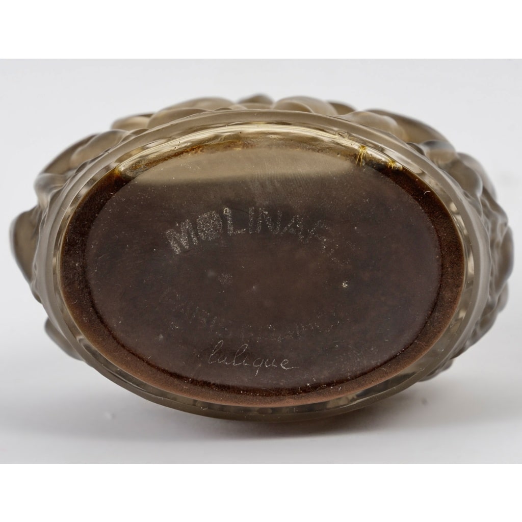 Flacon « Calendal » verre blanc patiné sépia de René LALIQUE pour Molinard | Biron 