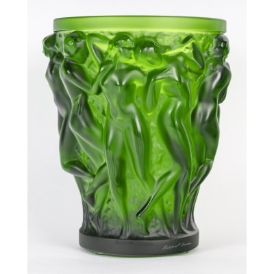 Vase "Bacchantes" cristal vert amazone de LALIQUE FRANCE - Neuf