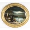 Marine, au Clair de Lune-Fixé sous-verre d’Epoque Louis-Philippe, circa 1840. | Biron 