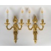 Paire d’Appliques en Bronze Ciselé et Doré à Deux Bras de Lumières d’Époque Louis XVI vers 1780 | Biron 