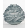 Vase « Oléron » verre blanc patiné bleu de René LALIQUE | Biron 