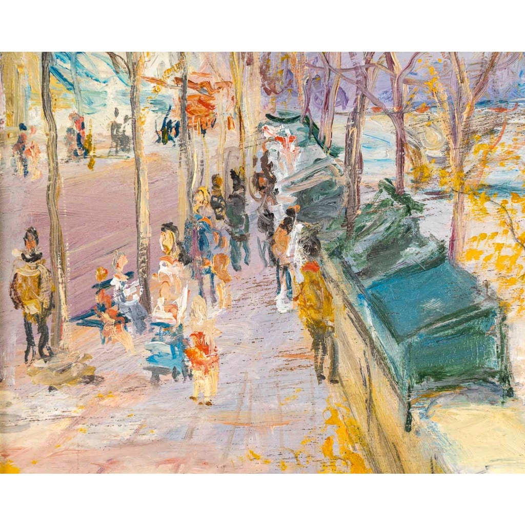 Serge Belloni (1925-2005) – Le Palais de Justice et les Bouquinistes huile sur bois vers 1990 | Biron 