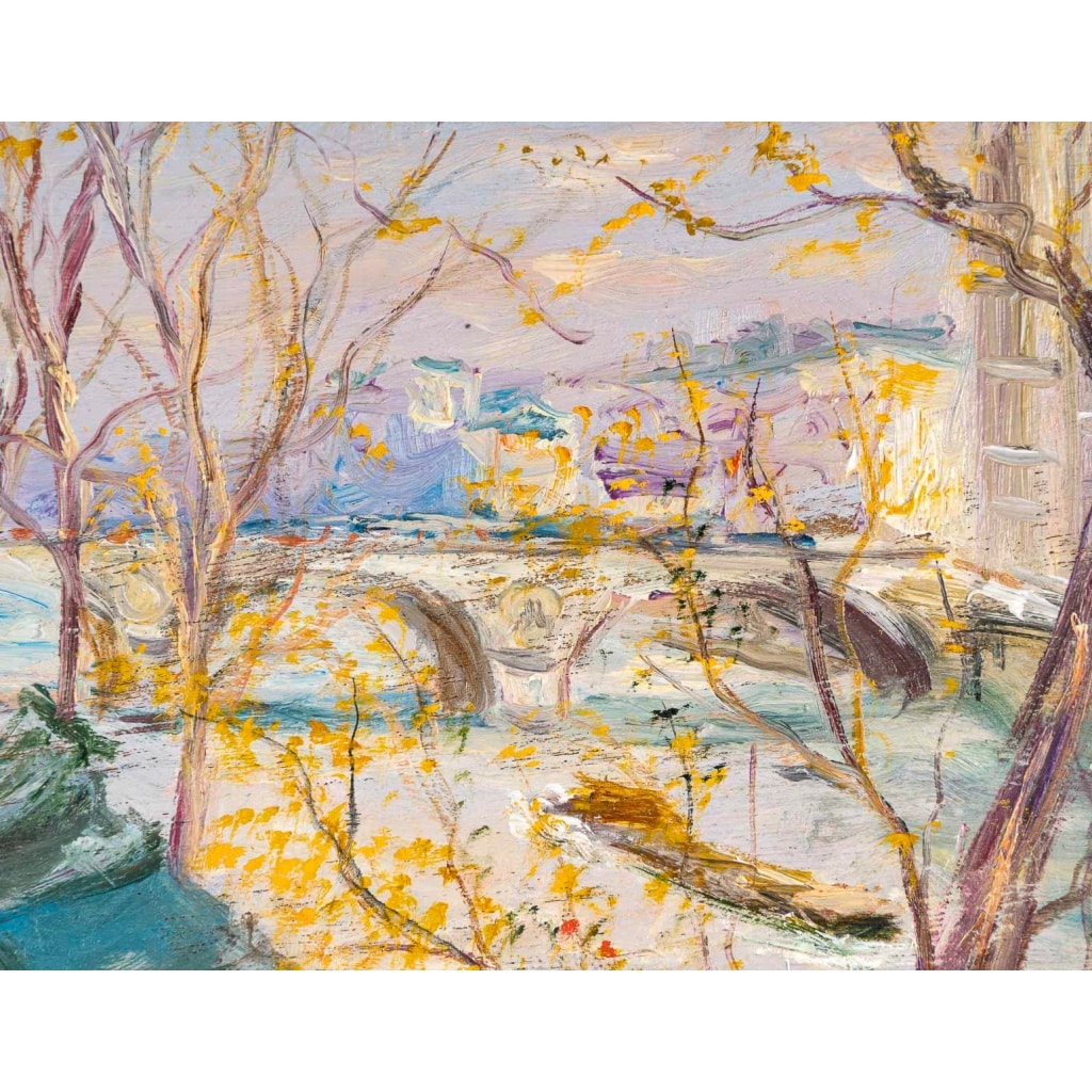 Serge Belloni (1925-2005) – Le Palais de Justice et les Bouquinistes huile sur bois vers 1990 | Biron 