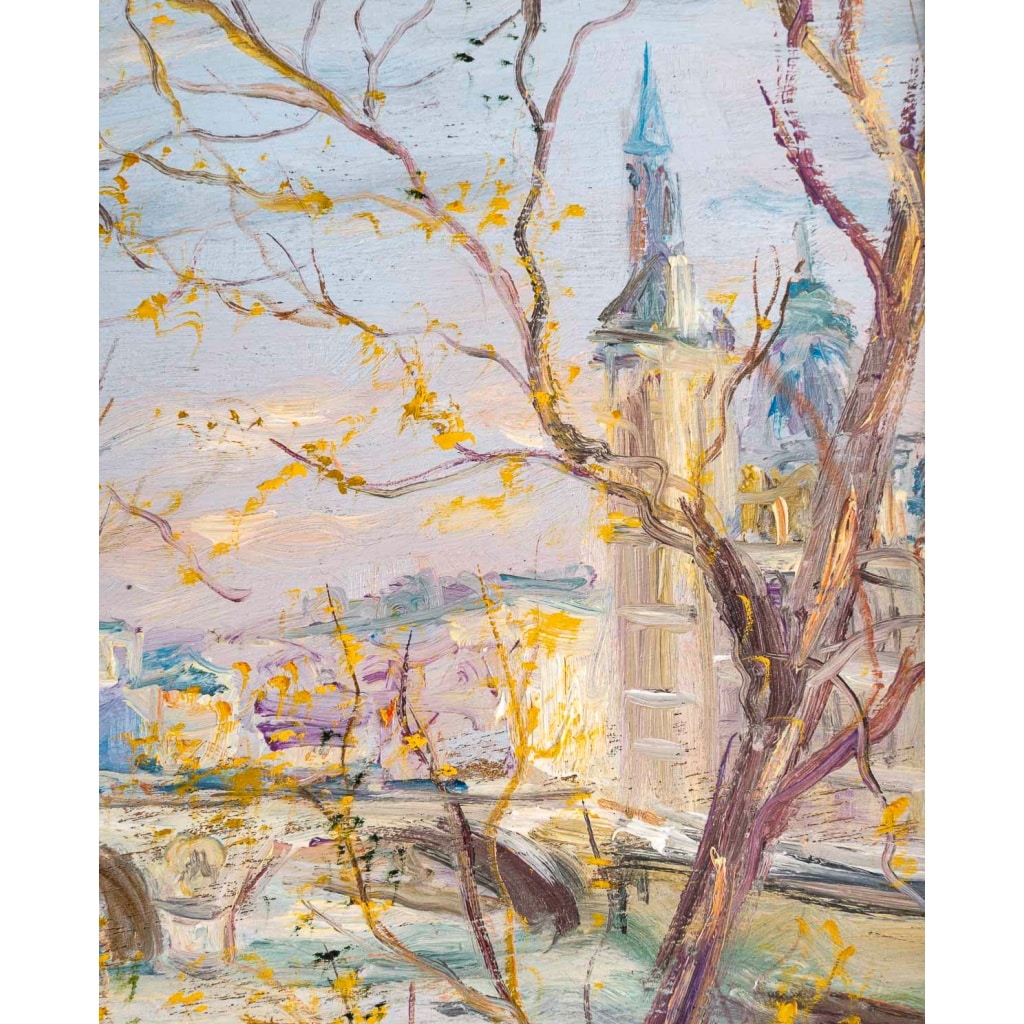 Serge Belloni (1925-2005) – Le Palais de Justice et les Bouquinistes huile sur bois vers 1990 | Biron 