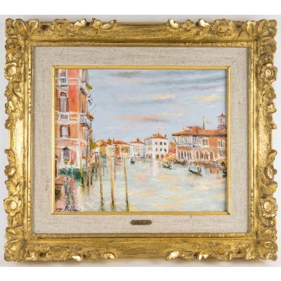 Serge Belloni (1925-2005) - La Maison Rose sur le Grand Canal huile sur panneau vers 1994