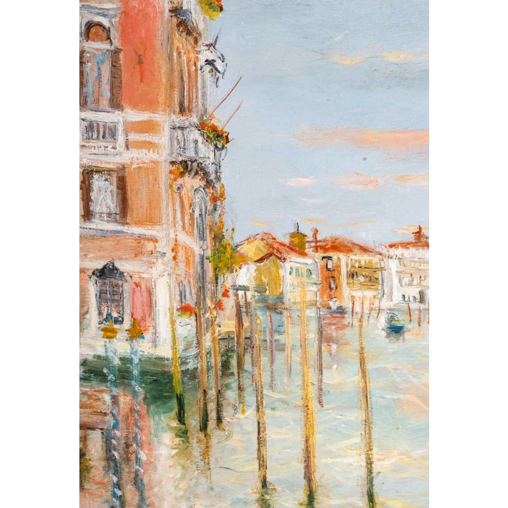 Serge Belloni (1925-2005) – La Maison Rose sur le Grand Canal huile sur panneau vers 1994 | Biron 