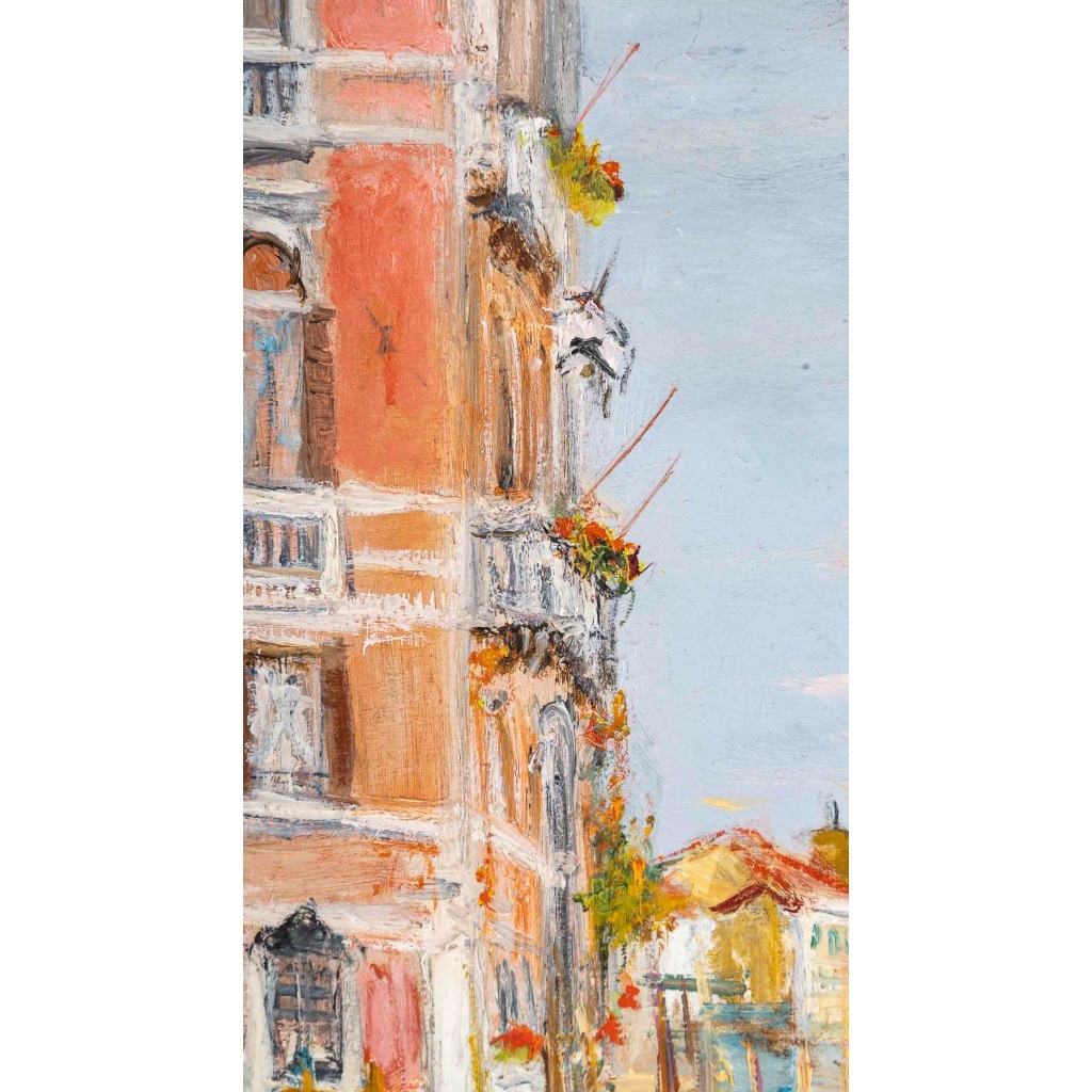 Serge Belloni (1925-2005) – La Maison Rose sur le Grand Canal huile sur panneau vers 1994 | Biron 