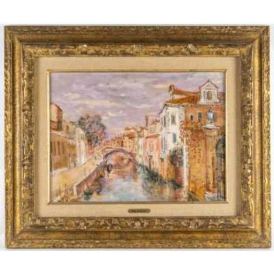 Serge Belloni (1925-2005) - Le Jardin du Poète à Venise huile sur panneau vers 1970