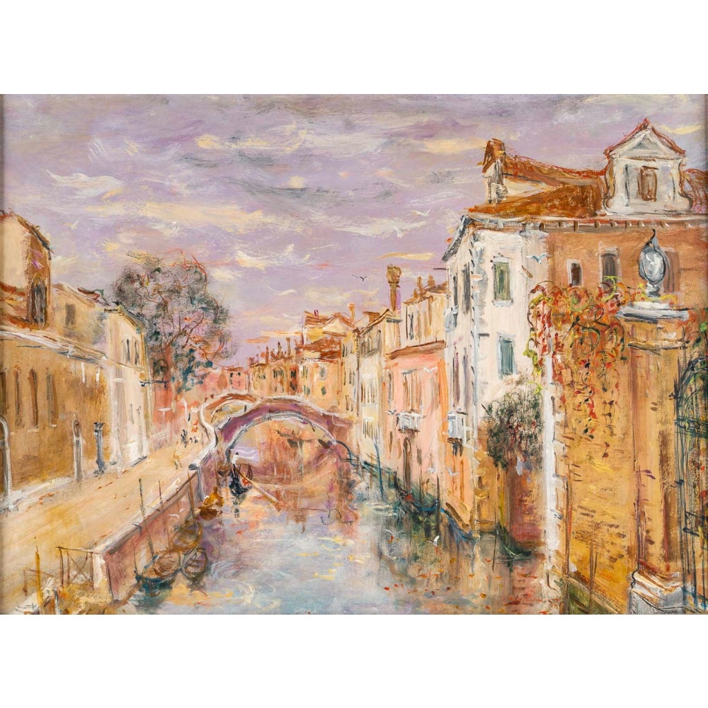 Serge Belloni (1925-2005) – Le Jardin du Poète à Venise huile sur panneau vers 1970 | Biron 