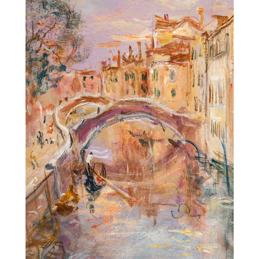 Serge Belloni (1925-2005) – Le Jardin du Poète à Venise huile sur panneau vers 1970 | Biron 