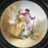 Plaque en porcelaine de Sèvres ovale encadrée représentant un couple, 1852. | Biron 