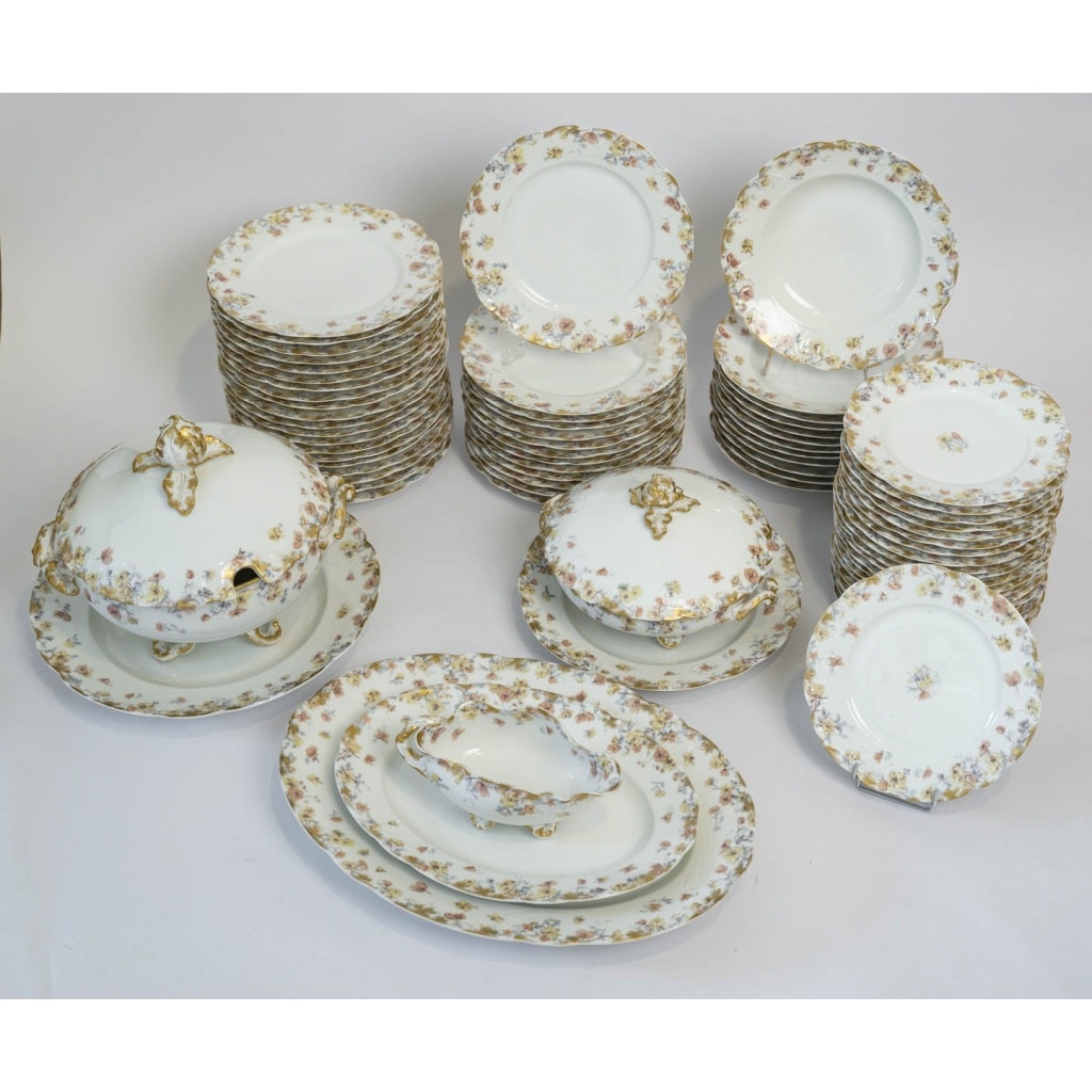 Service En Porcelaine De Limoges – Haviland & Co – 77 Pièces – Décor Floral à L’or Fin – XXe | Biron 
