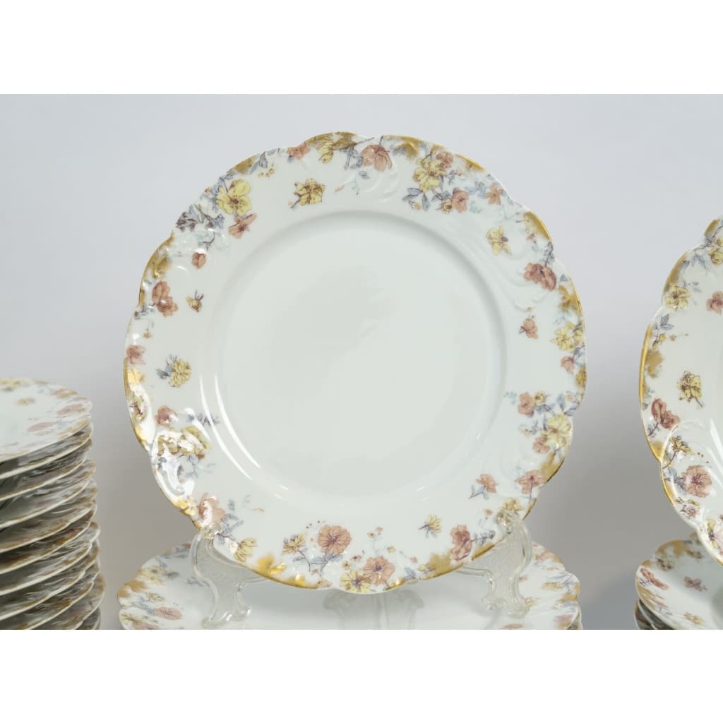Service En Porcelaine De Limoges – Haviland & Co – 77 Pièces – Décor Floral à L’or Fin – XXe | Biron 