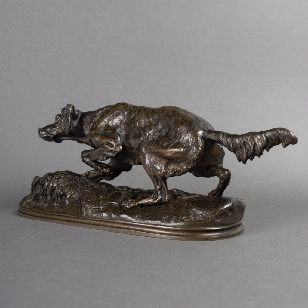 Sculpture – Chien Épagneul « Sultan » , Pierre – Jules Mêne (1810-1879) – Bronze | Biron 