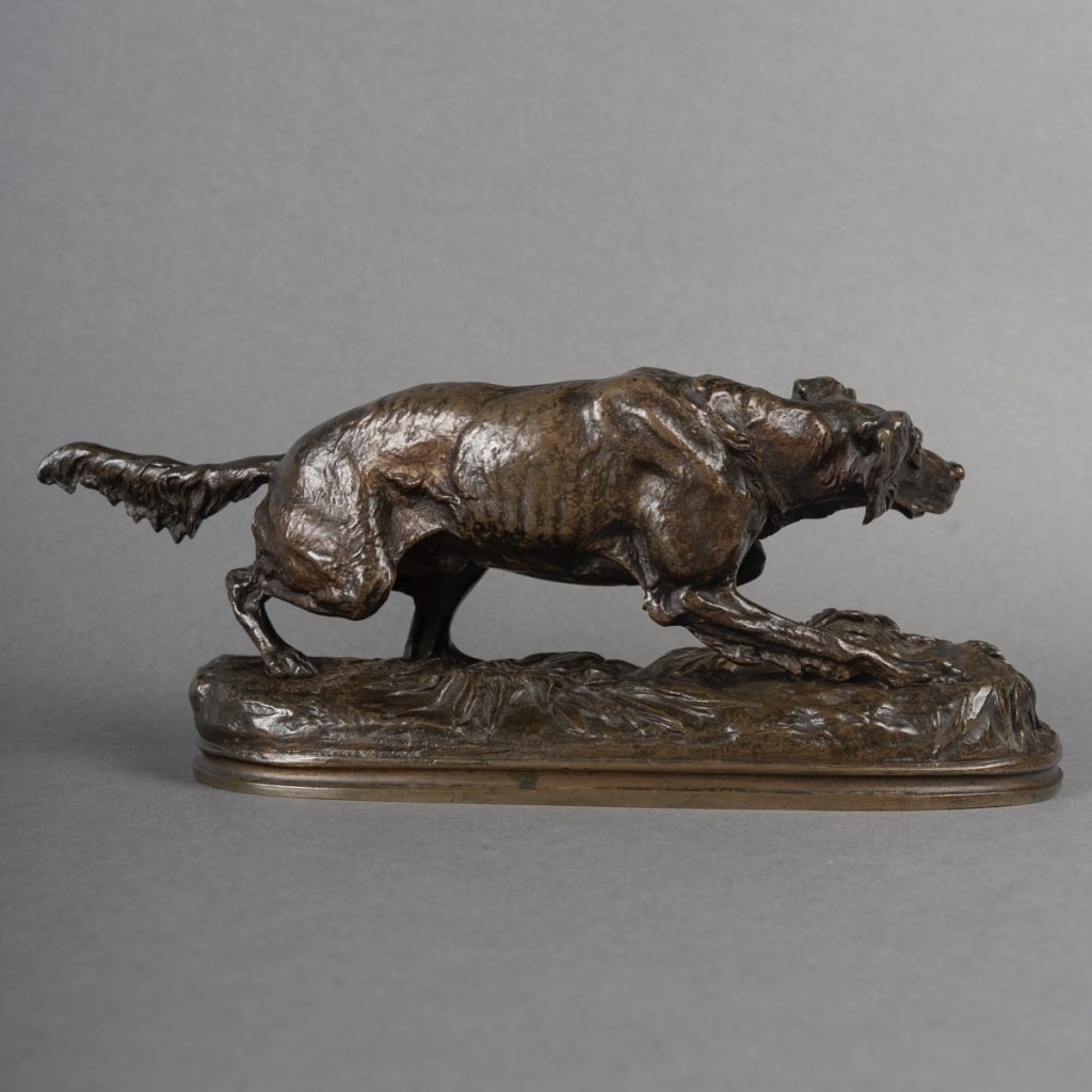 Sculpture – Chien Épagneul « Sultan » , Pierre – Jules Mêne (1810-1879) – Bronze | Biron 