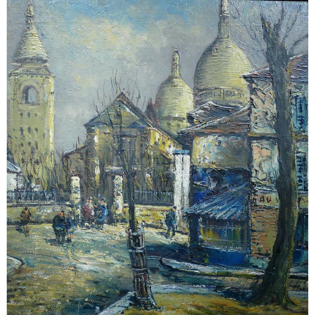 BESSE Raymond Peinture Française 20è Paris Montmartre La Place Du Tertre Huile Sur Toile Signée Certificat d’authenticité | Biron 