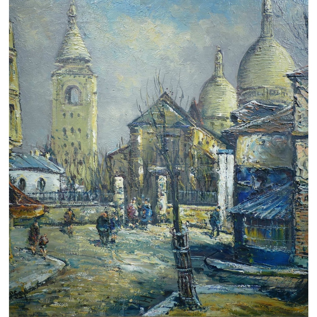 BESSE Raymond Peinture Française 20è Paris Montmartre La Place Du Tertre Huile Sur Toile Signée Certificat d’authenticité | Biron 