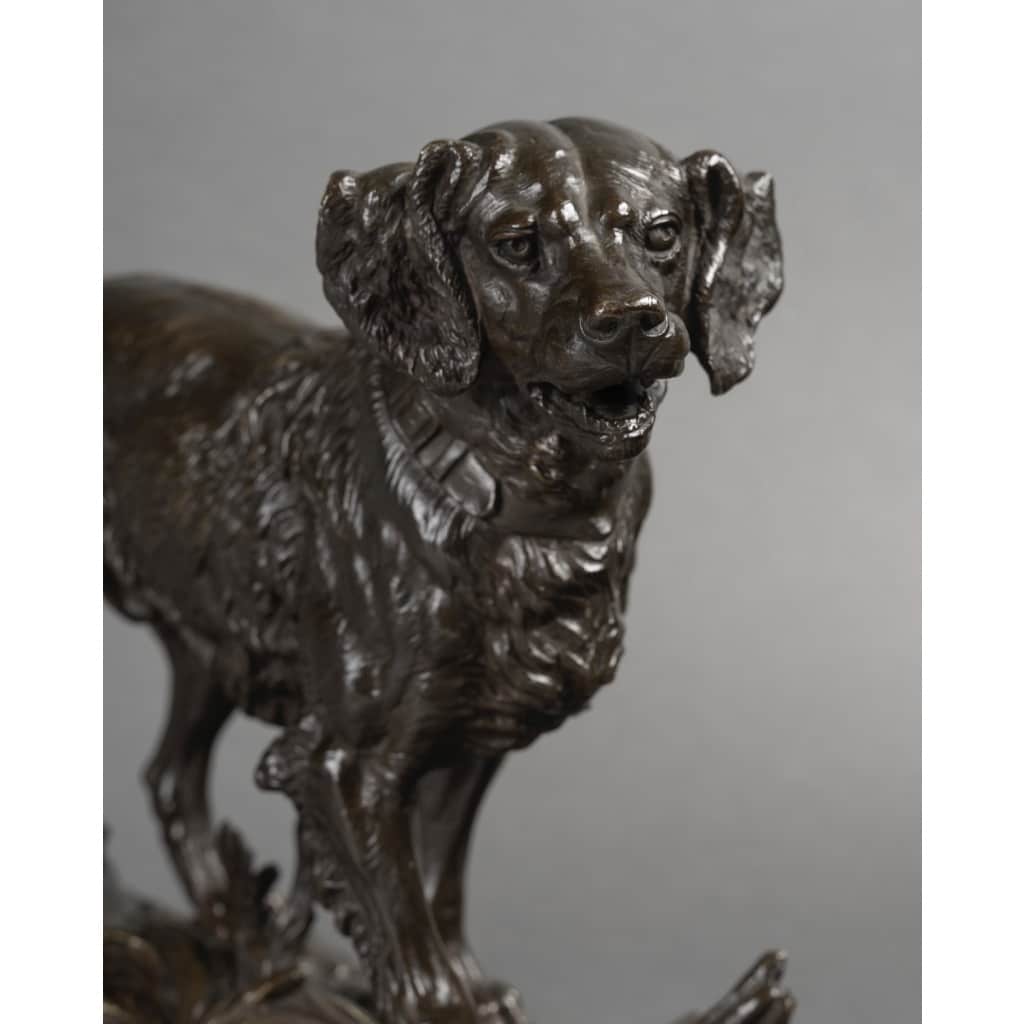Sculpture – Chien épagneul à l’affût , Paul – Édouard Delabrièrre (1829-1912) – Bronze | Biron 