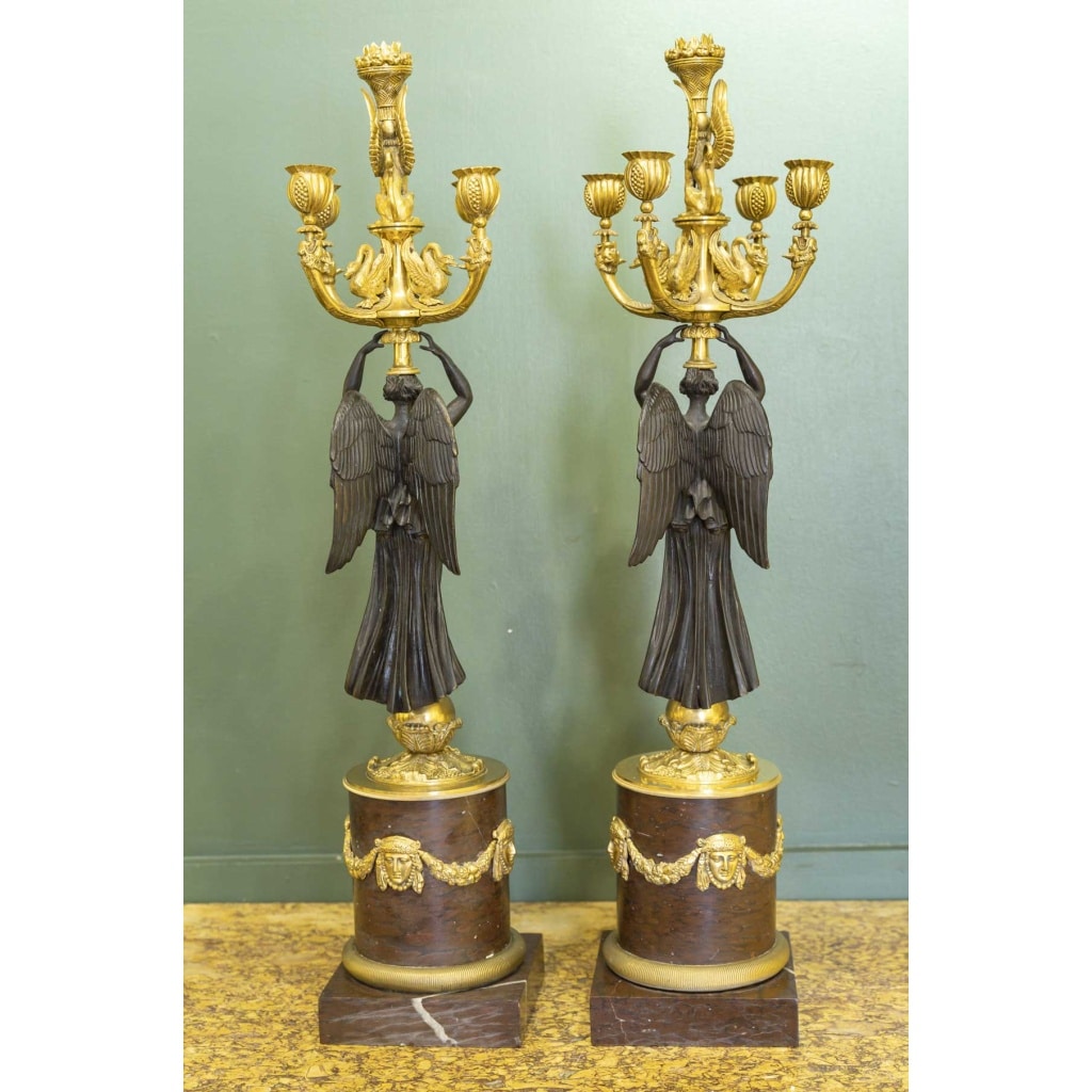 Paire de Candélabres en bronze de style Empire, modèle de Thomire. Circa 1890 7
