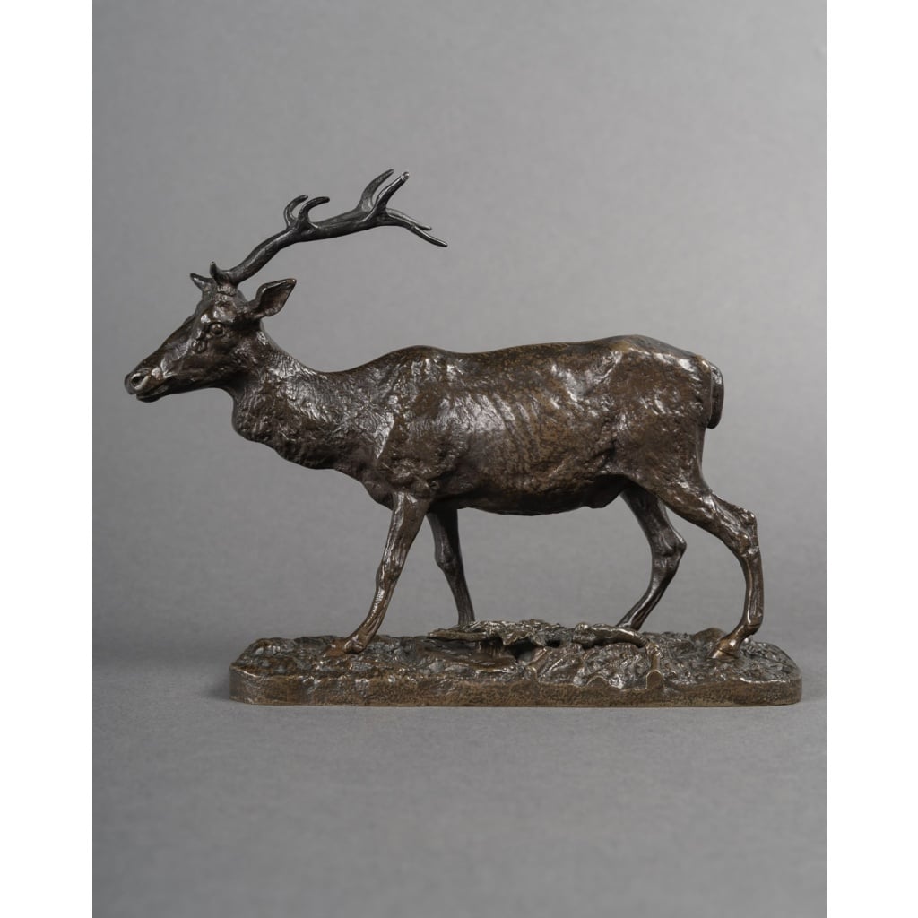 Sculpture – Le Cerf Marchant , Pierre – Jules Mêne (1810-1879) – Bronze | Biron 