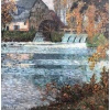 CHIGOT Eugène Tableau Français Le moulin à eau sur la rivière Huile sur toile signée Certificat | Biron 