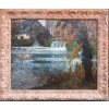 CHIGOT Eugène Tableau Français Le moulin à eau sur la rivière Huile sur toile signée Certificat | Biron 