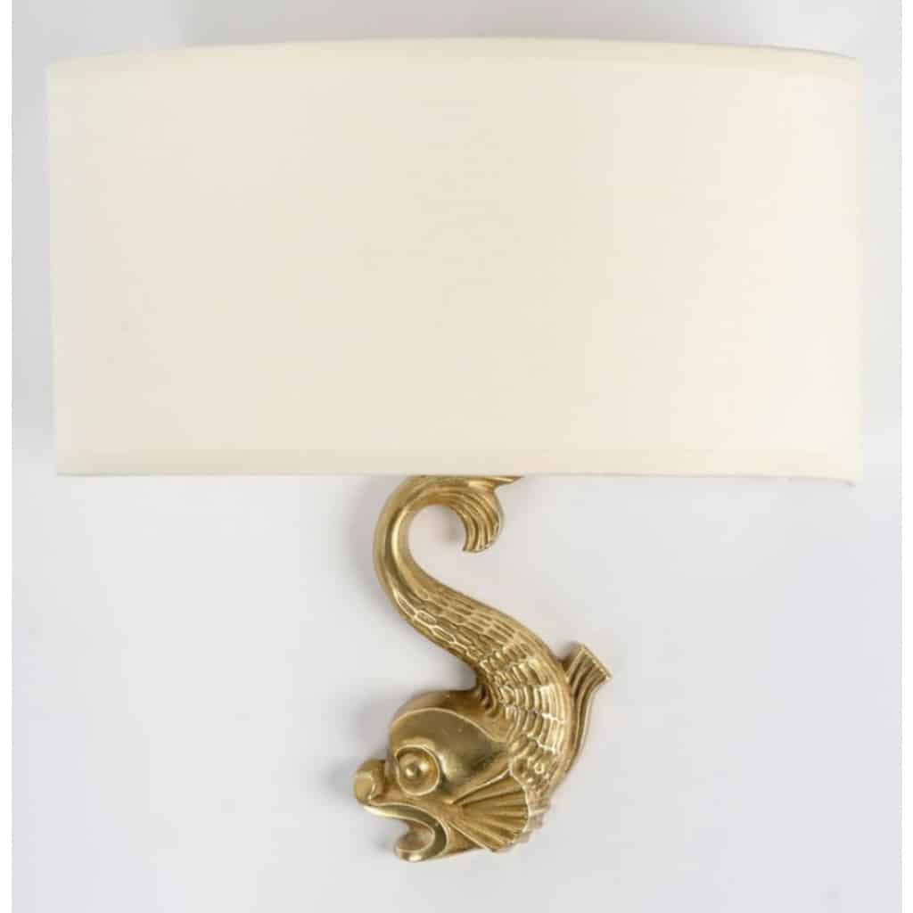 1940 Paire d’appliques en bronze « Hippocampe » de Marcel Guillemard | Biron 