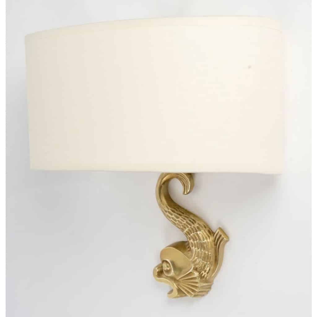 1940 Paire d’appliques en bronze « Hippocampe » de Marcel Guillemard | Biron 