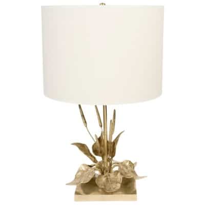 1970 Lampe à poser florale en bronze de la Maison Charles Pegay