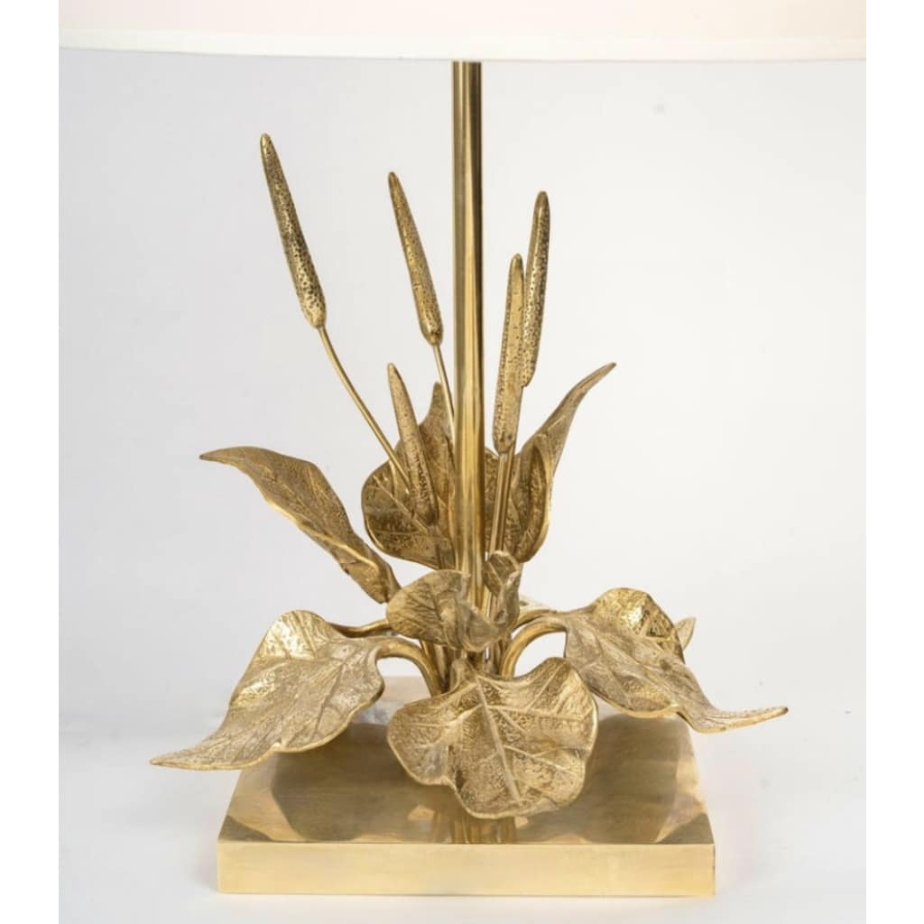 1970 Lampe à poser florale en bronze de la Maison Charles Pegay | Biron 