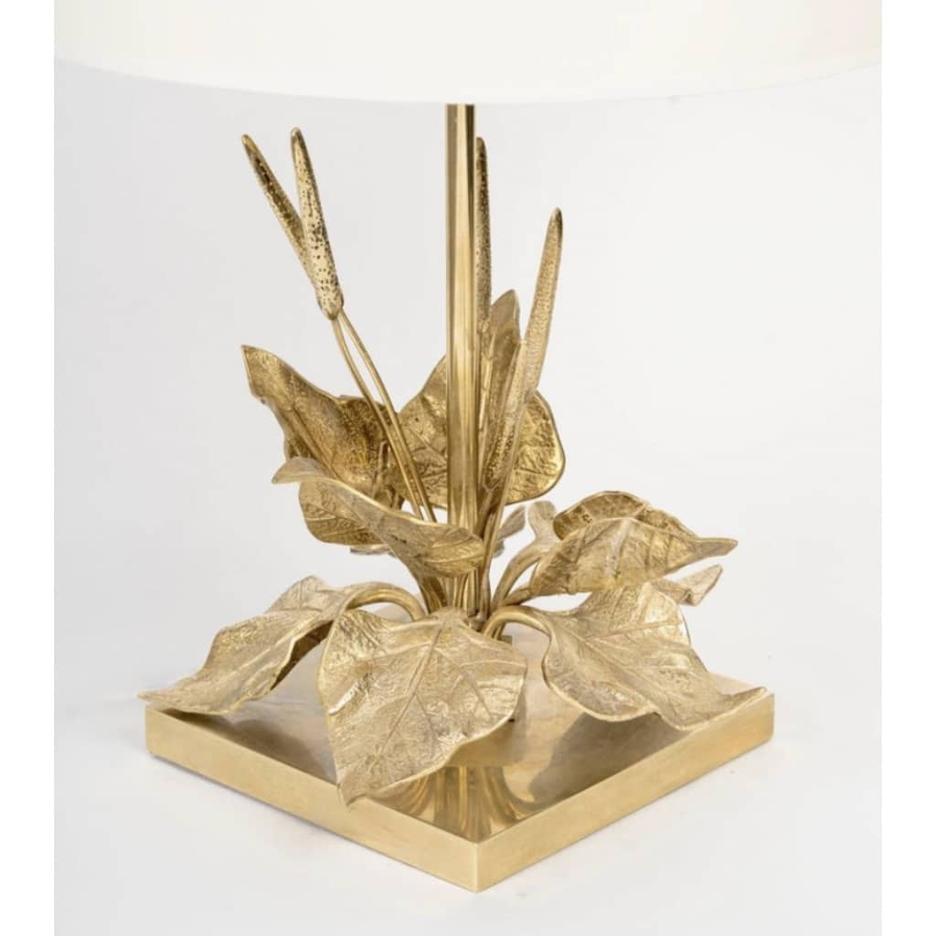 1970 Lampe à poser florale en bronze de la Maison Charles Pegay | Biron 